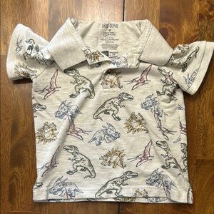 Okie Dokie Gray Dinosaur Print Polo Shirt